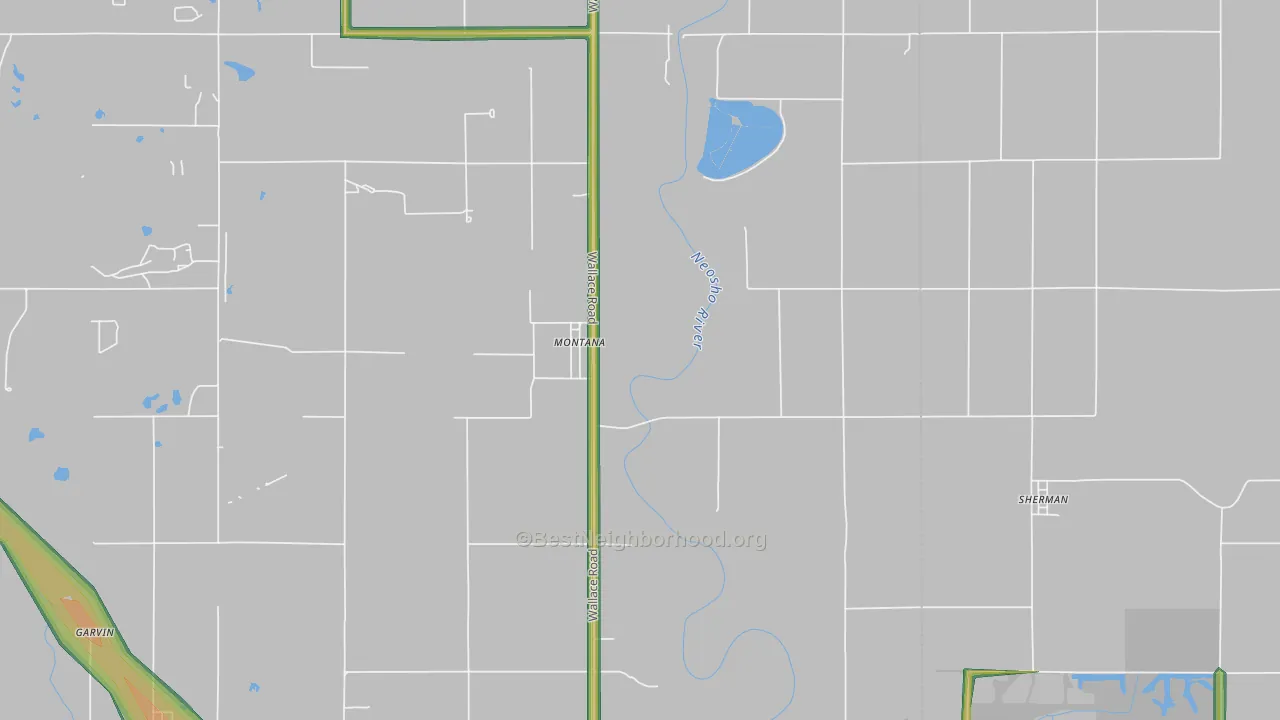 Montana, KS Map of Noise Levels in Montana