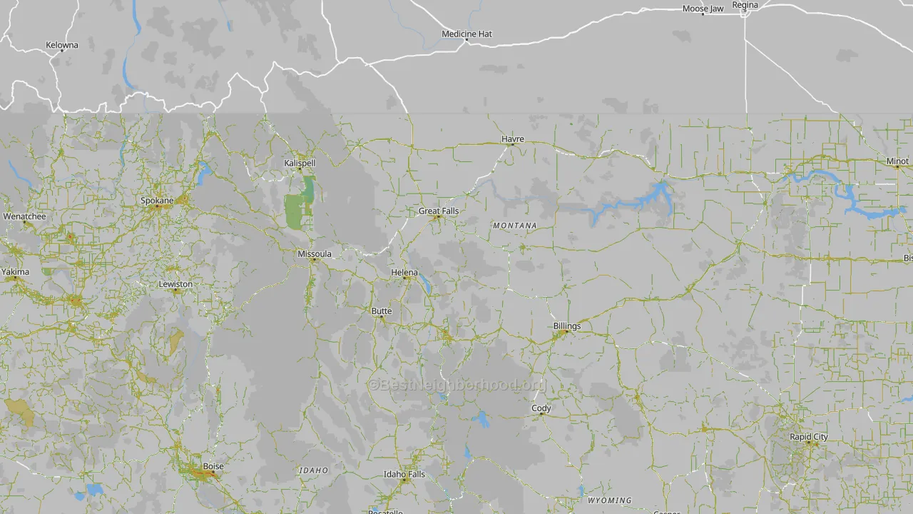 Montana Map of Noise Levels in Montana