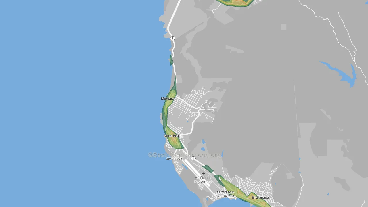 Montara, CA Map of Noise Levels in Montara