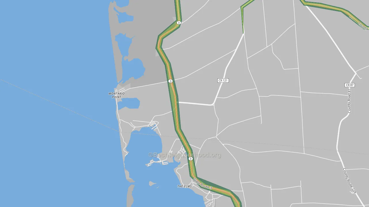 Montario Point, NY Map of Noise Levels in Montario Point