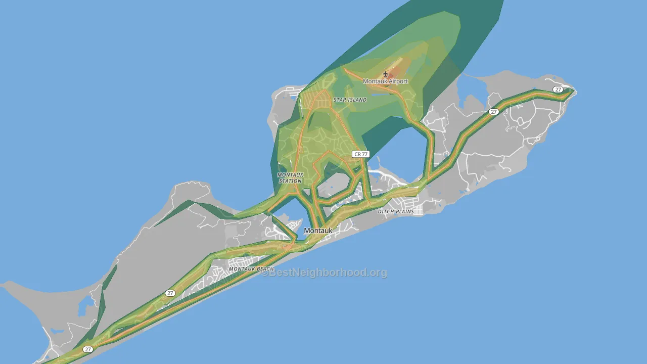 Montauk, NY Map of Noise Levels in Montauk
