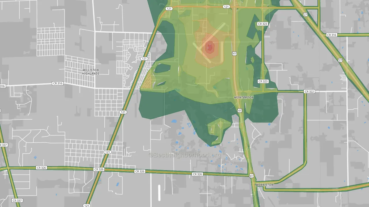 Montbrook, FL Map of Noise Levels in Montbrook