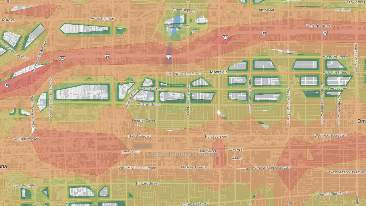Montclair, CA Map of Noise Levels in Montclair