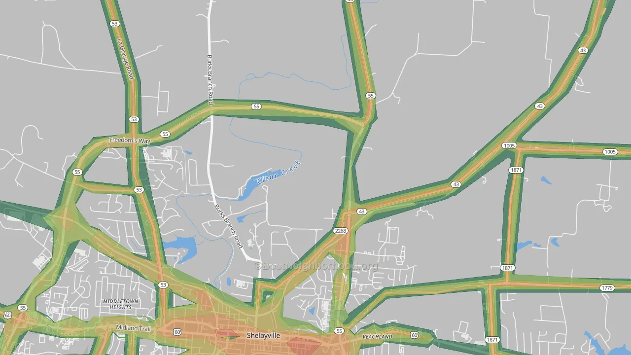 Montclair, KY Map of Noise Levels in Montclair