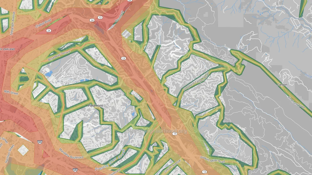 Montclair, Oakland, CA Map of Noise Levels in Montclair