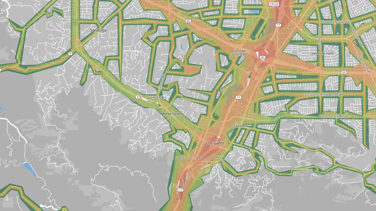 Monte Sereno, CA Map of Noise Levels in Monte Sereno