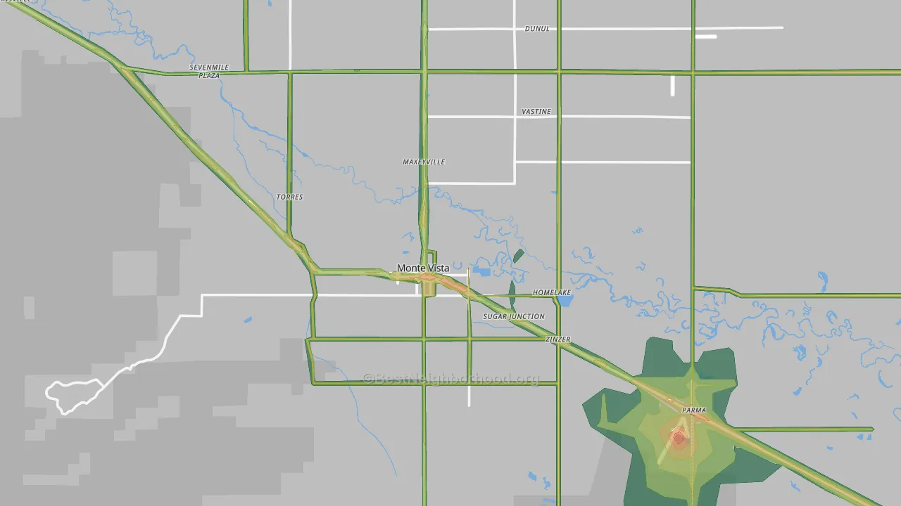 Monte Vista, CO Map of Noise Levels in Monte Vista