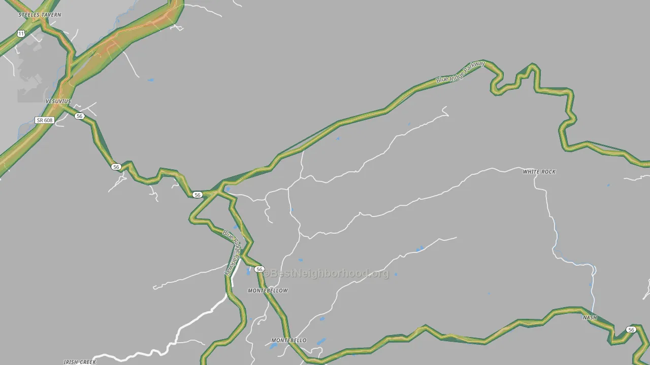Montebello, VA Map of Noise Levels in Montebello