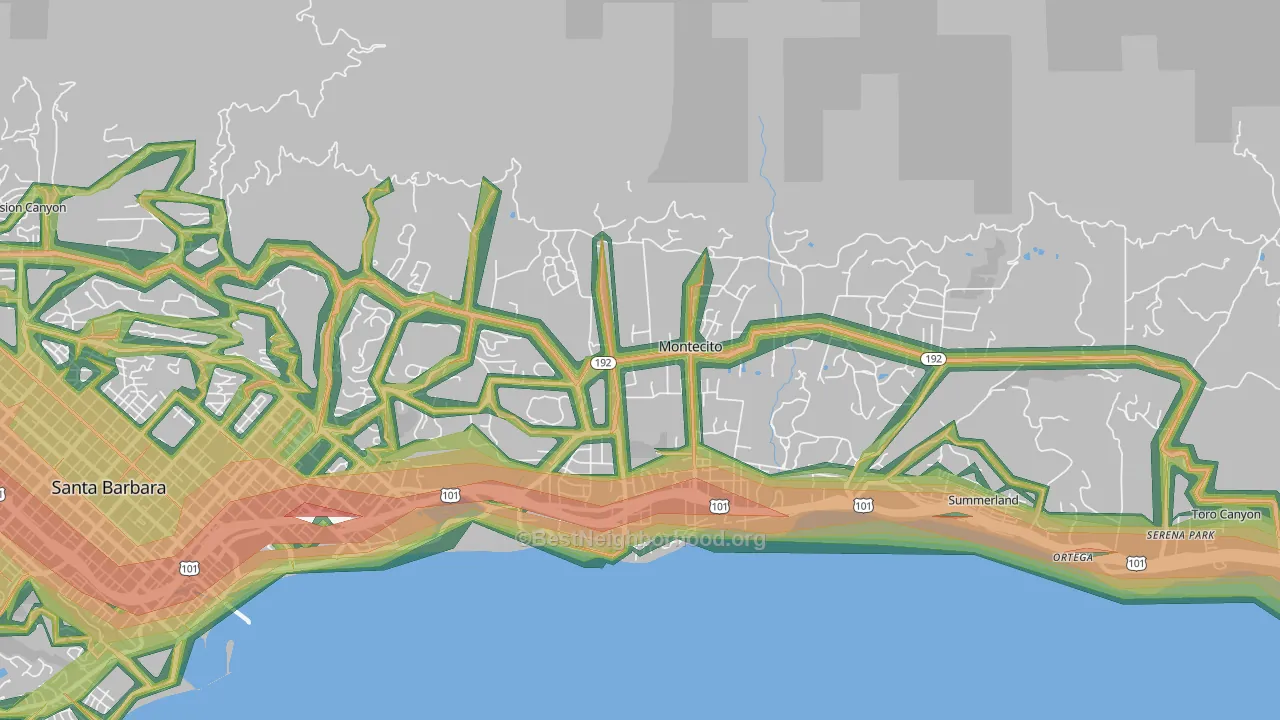 Montecito, CA Map of Noise Levels in Montecito