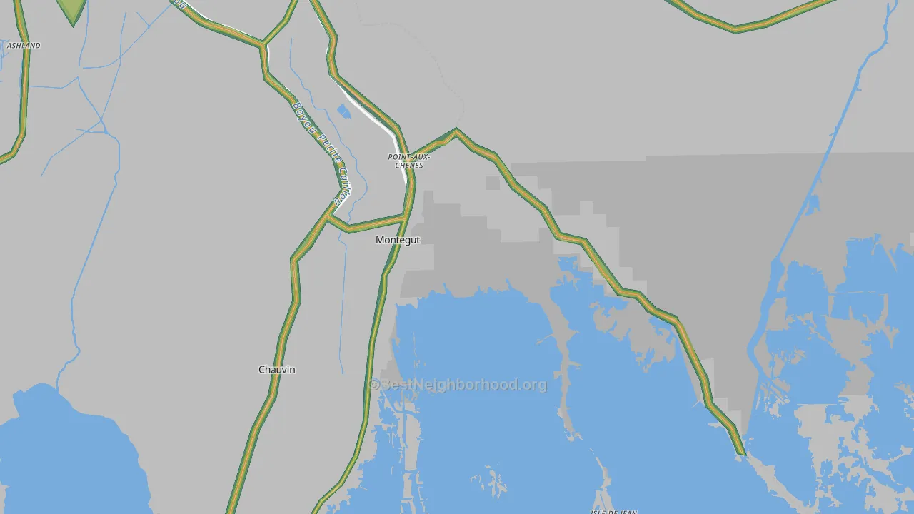 Montegut, LA Map of Noise Levels in Montegut