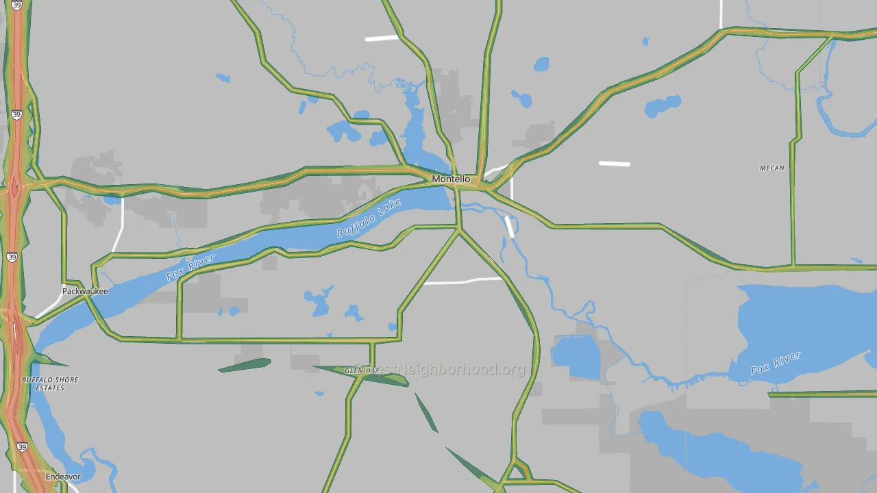 Montello, WI Map of Noise Levels in Montello