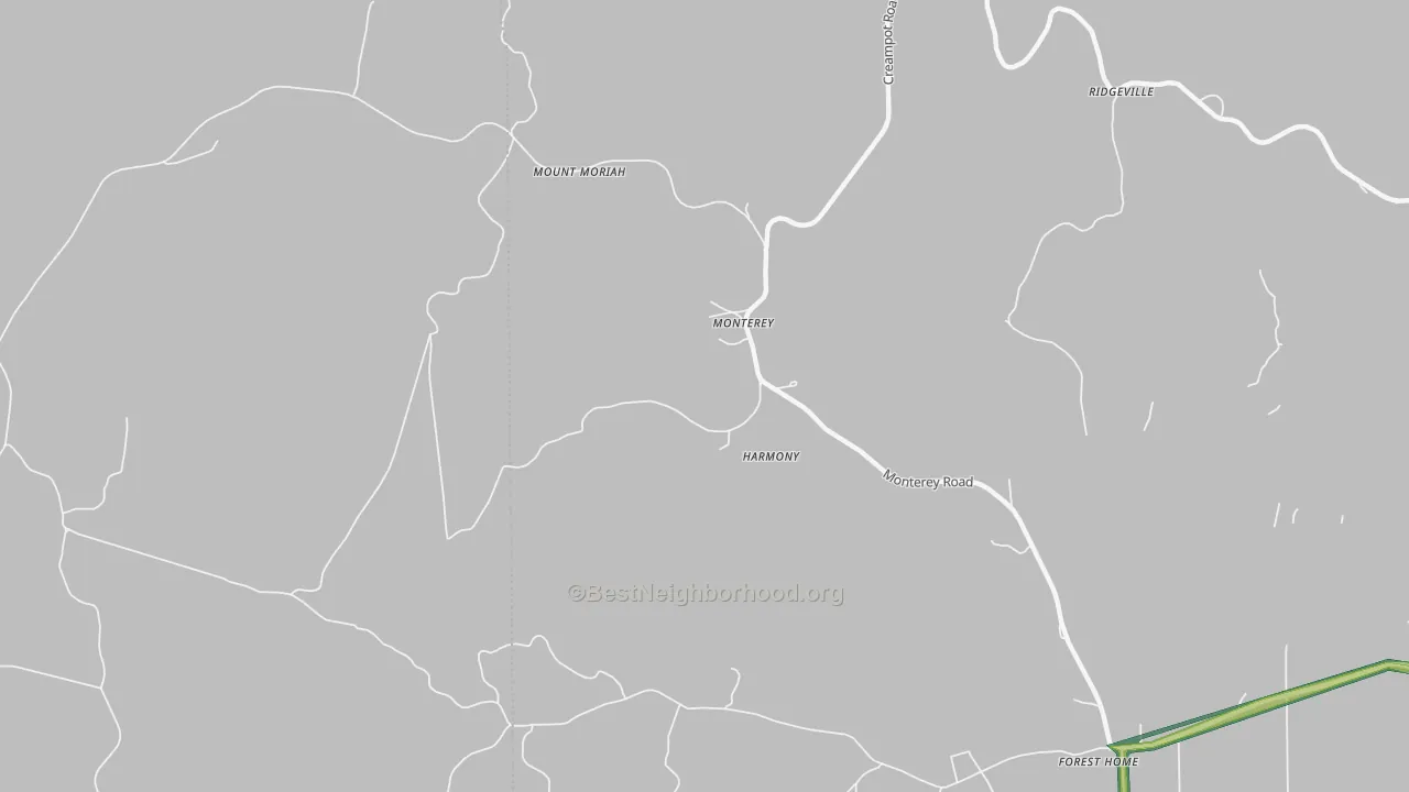 Monterey, AL Map of Noise Levels in Monterey