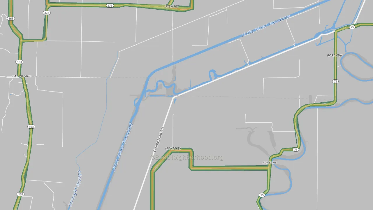 Monterey, AR Map of Noise Levels in Monterey