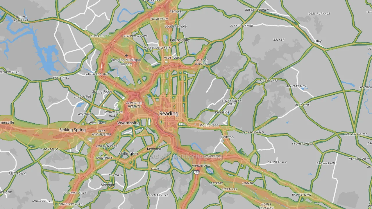 Monterey, PA Map of Noise Levels in Monterey