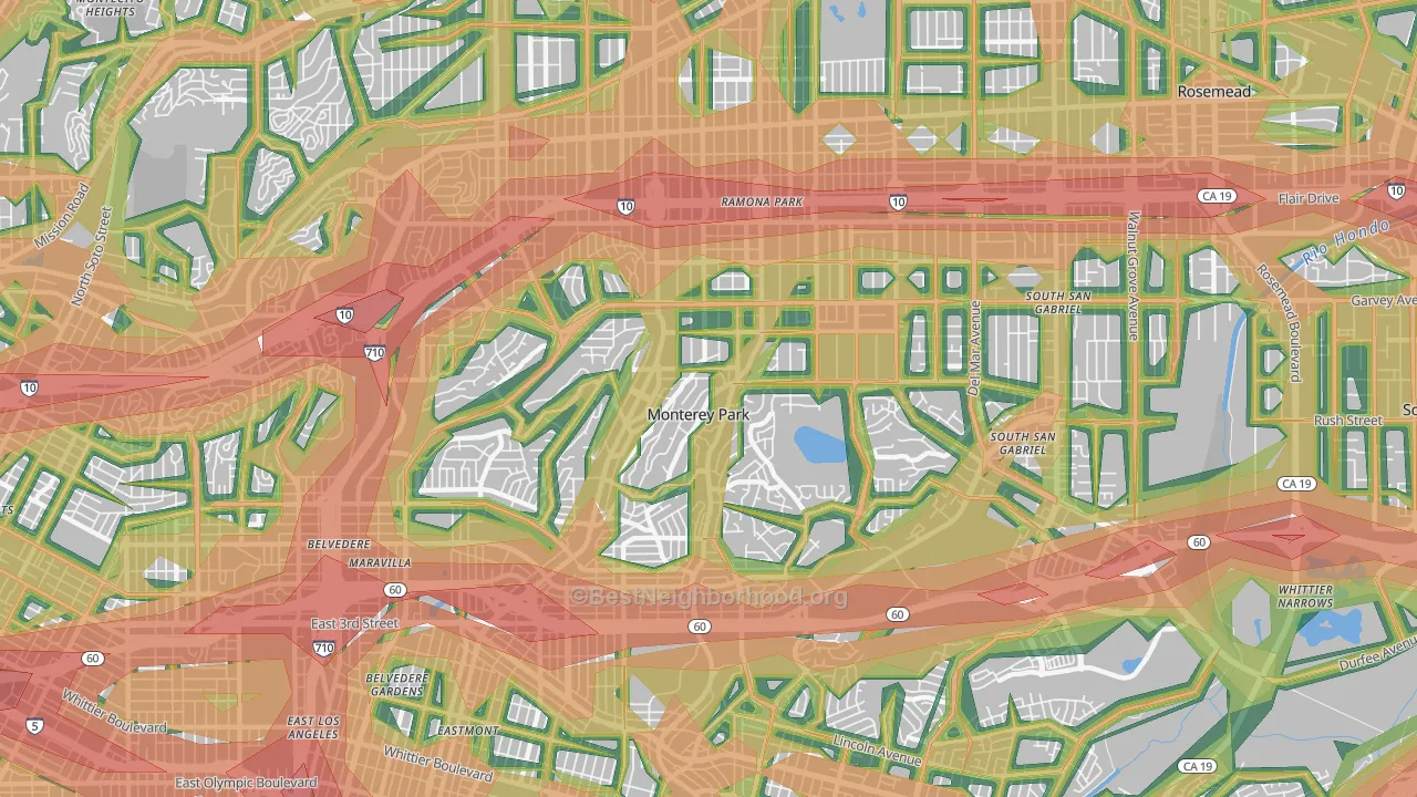 Monterey Park, CA Map of Noise Levels in Monterey Park