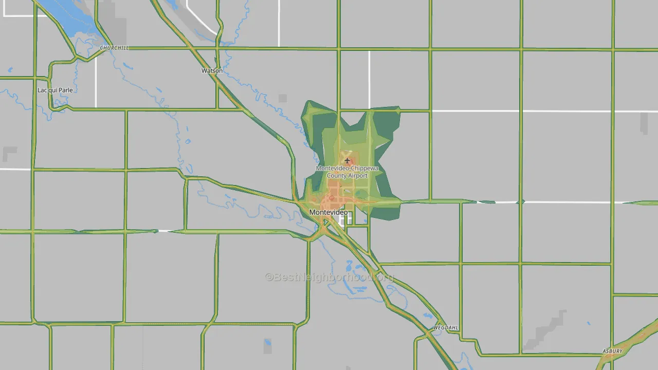 Montevideo, MN Map of Noise Levels in Montevideo