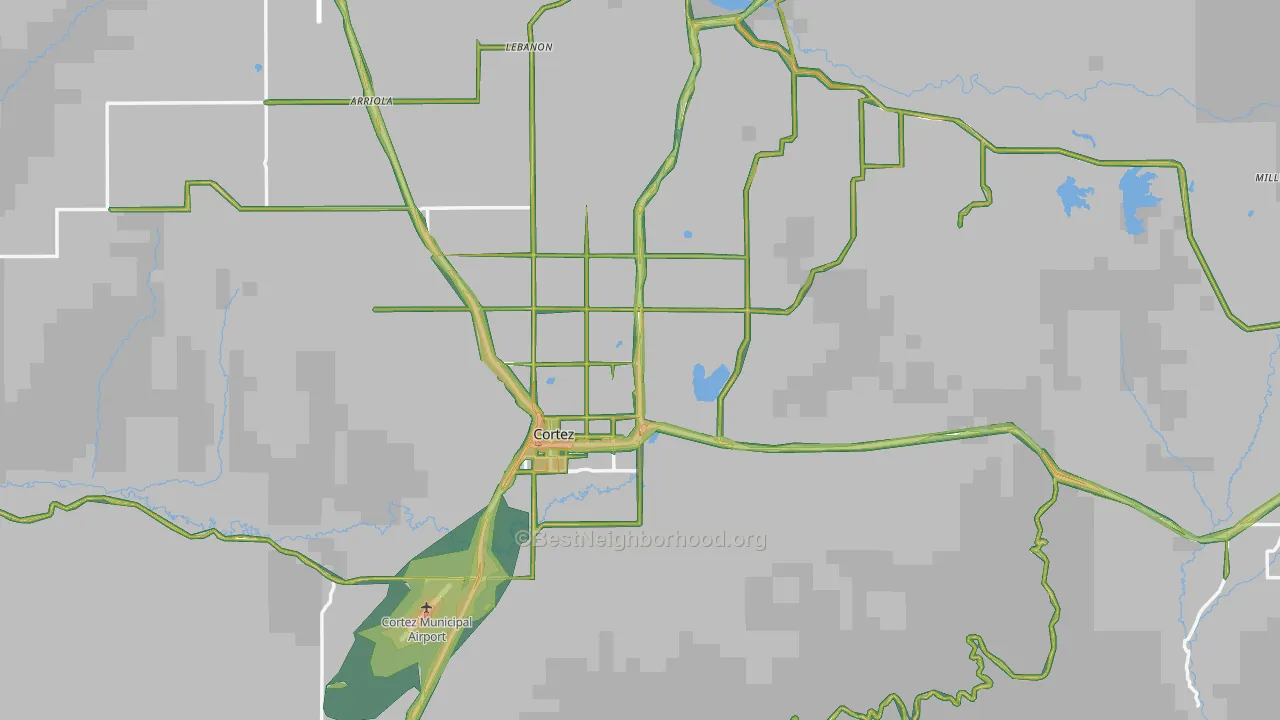Montezuma County, CO Map of Noise Levels in Montezuma County