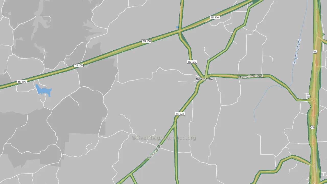 Montezuma, TN Map of Noise Levels in Montezuma