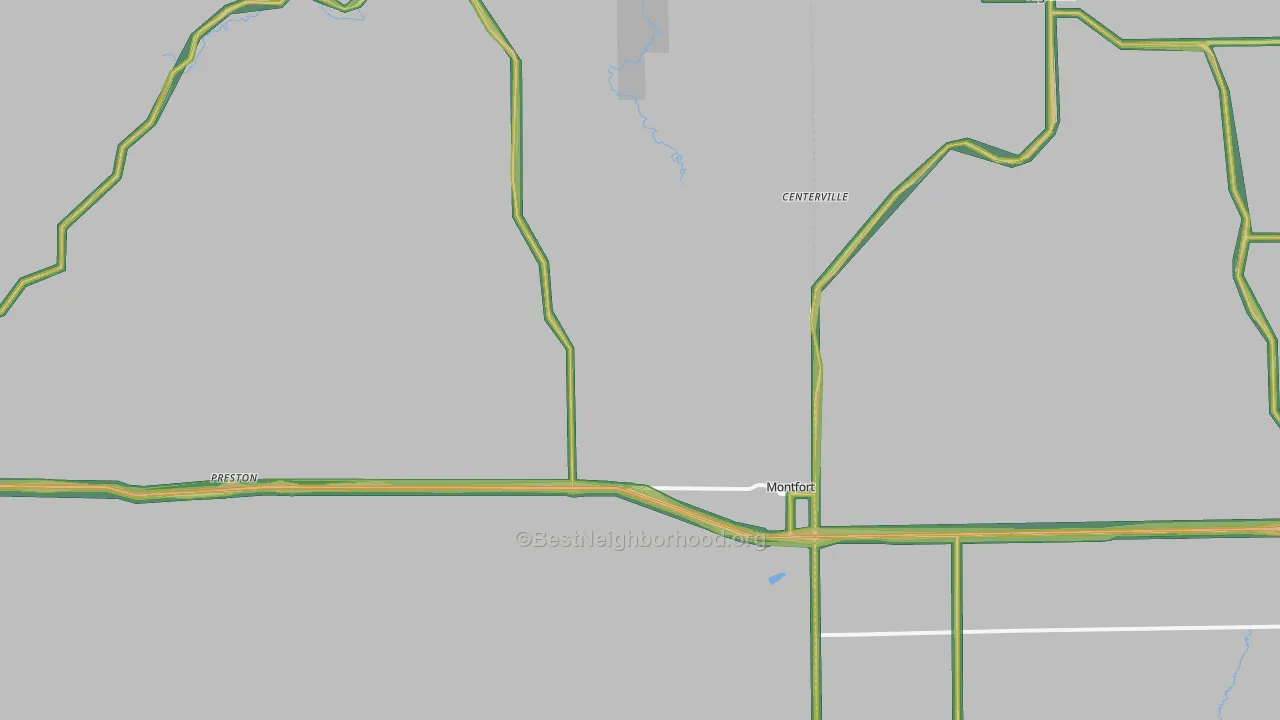 Montfort, WI Map of Noise Levels in Montfort