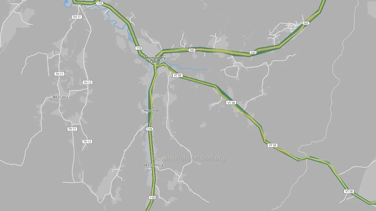 Montgomery Center, VT Map of Noise Levels in Montgomery Center
