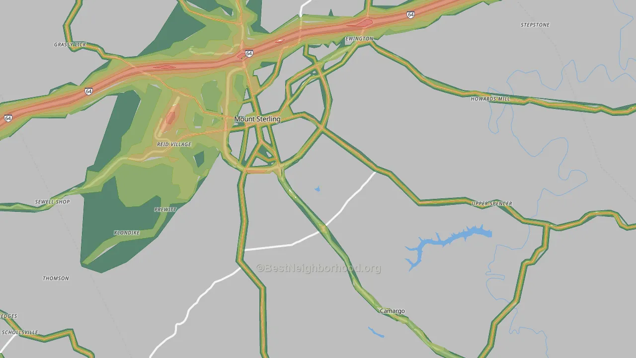 Montgomery County, KY Map of Noise Levels in Montgomery County
