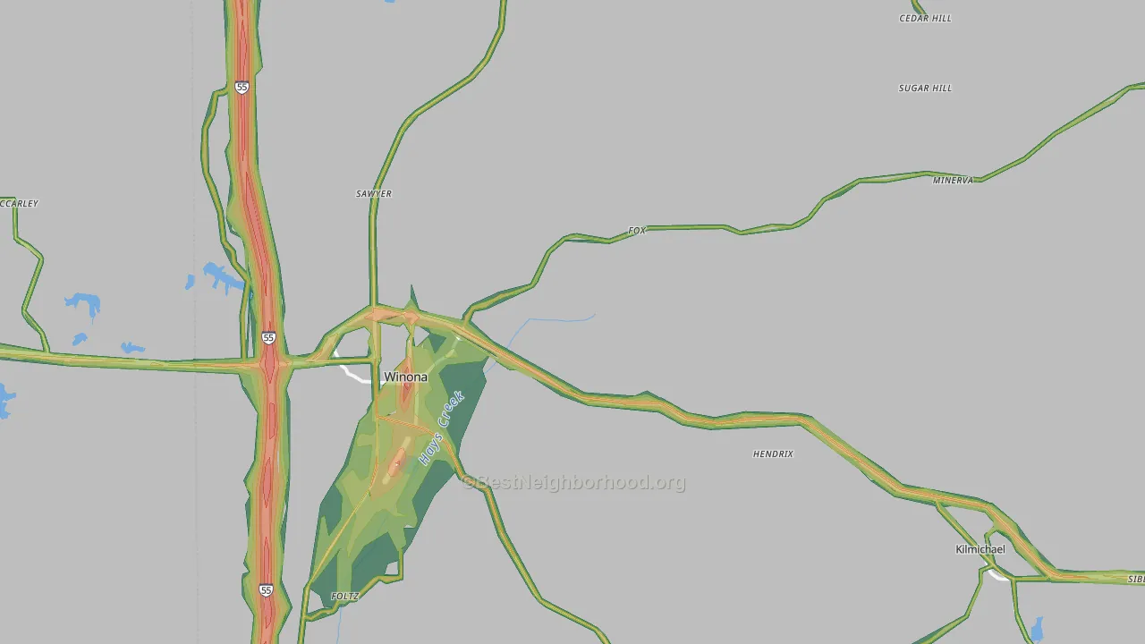 Montgomery County, MS Map of Noise Levels in Montgomery County