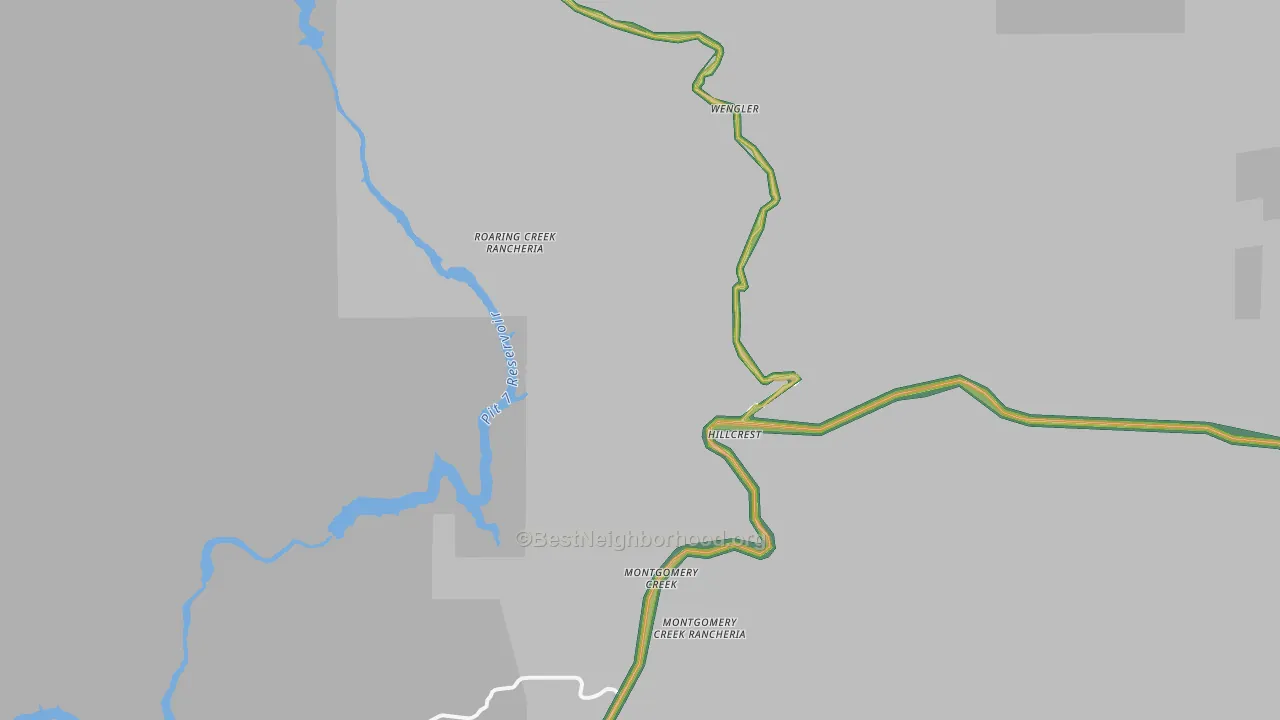 Montgomery Creek, CA Map of Noise Levels in Montgomery Creek
