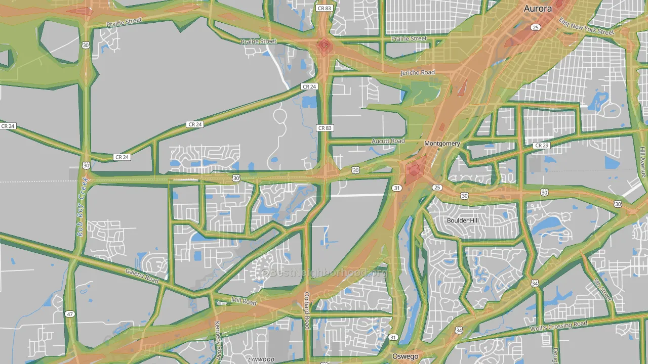 Montgomery, IL Map of Noise Levels in Montgomery