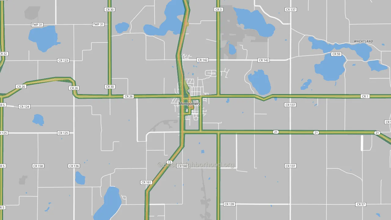 Montgomery, MN Map of Noise Levels in Montgomery