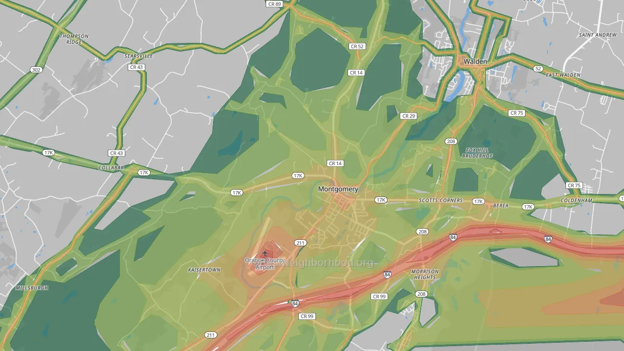 Montgomery, NY Map of Noise Levels in Montgomery