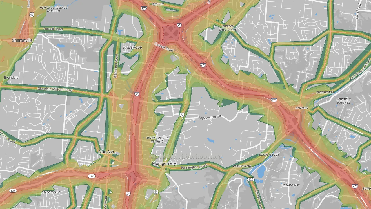 Montgomery, OH Map of Noise Levels in Montgomery