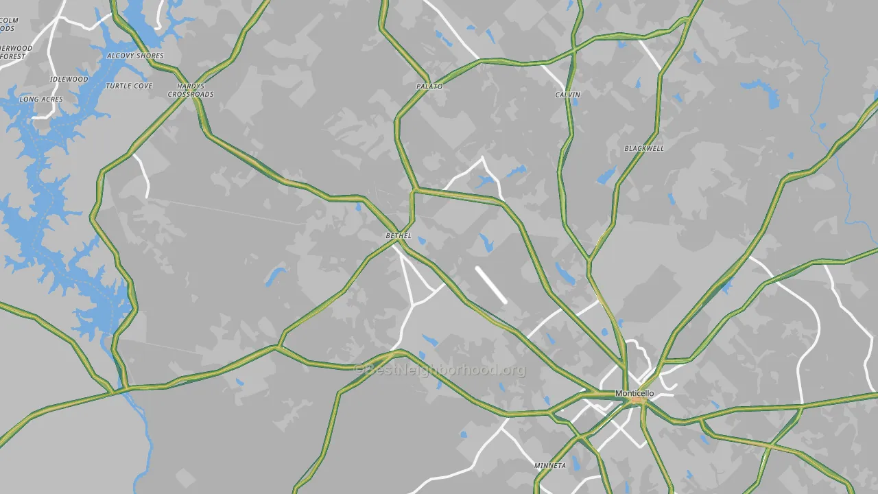 Monticello, GA Map of Noise Levels in Monticello