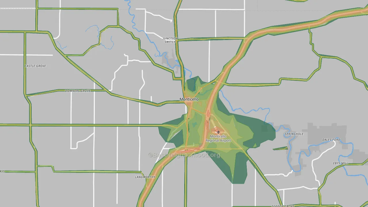 Monticello, IA Map of Noise Levels in Monticello