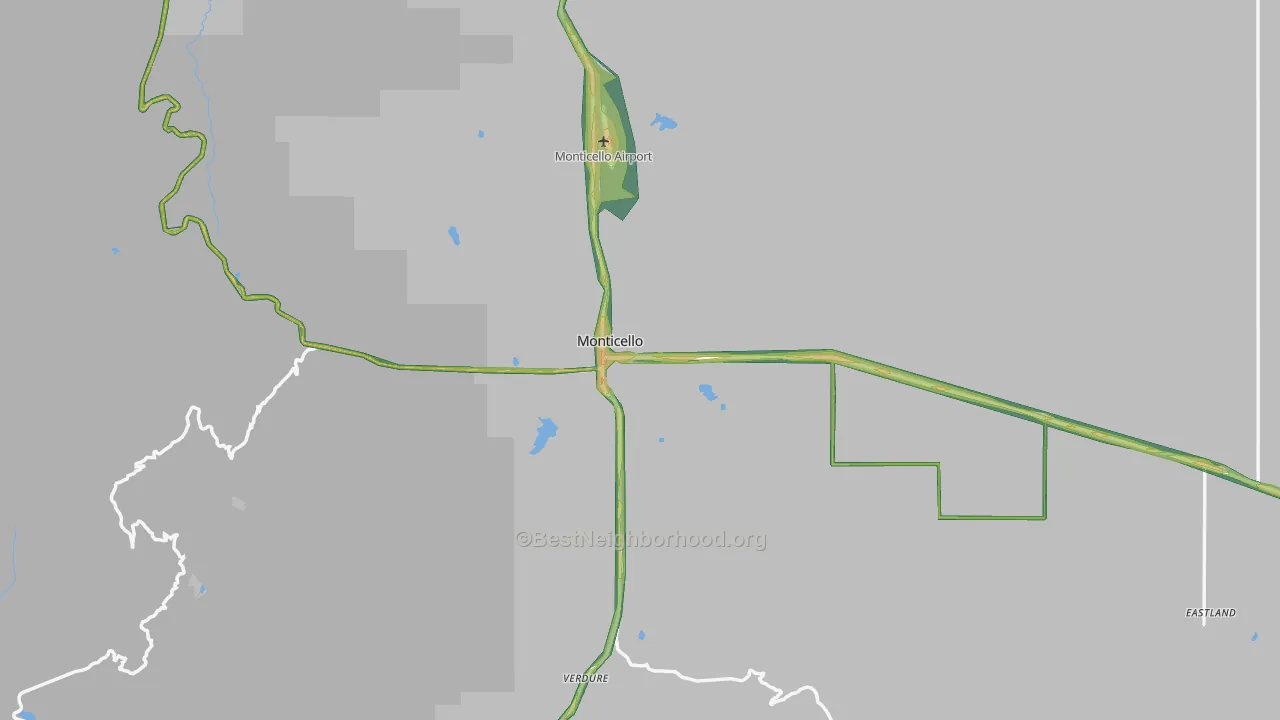 Monticello, UT Map of Noise Levels in Monticello