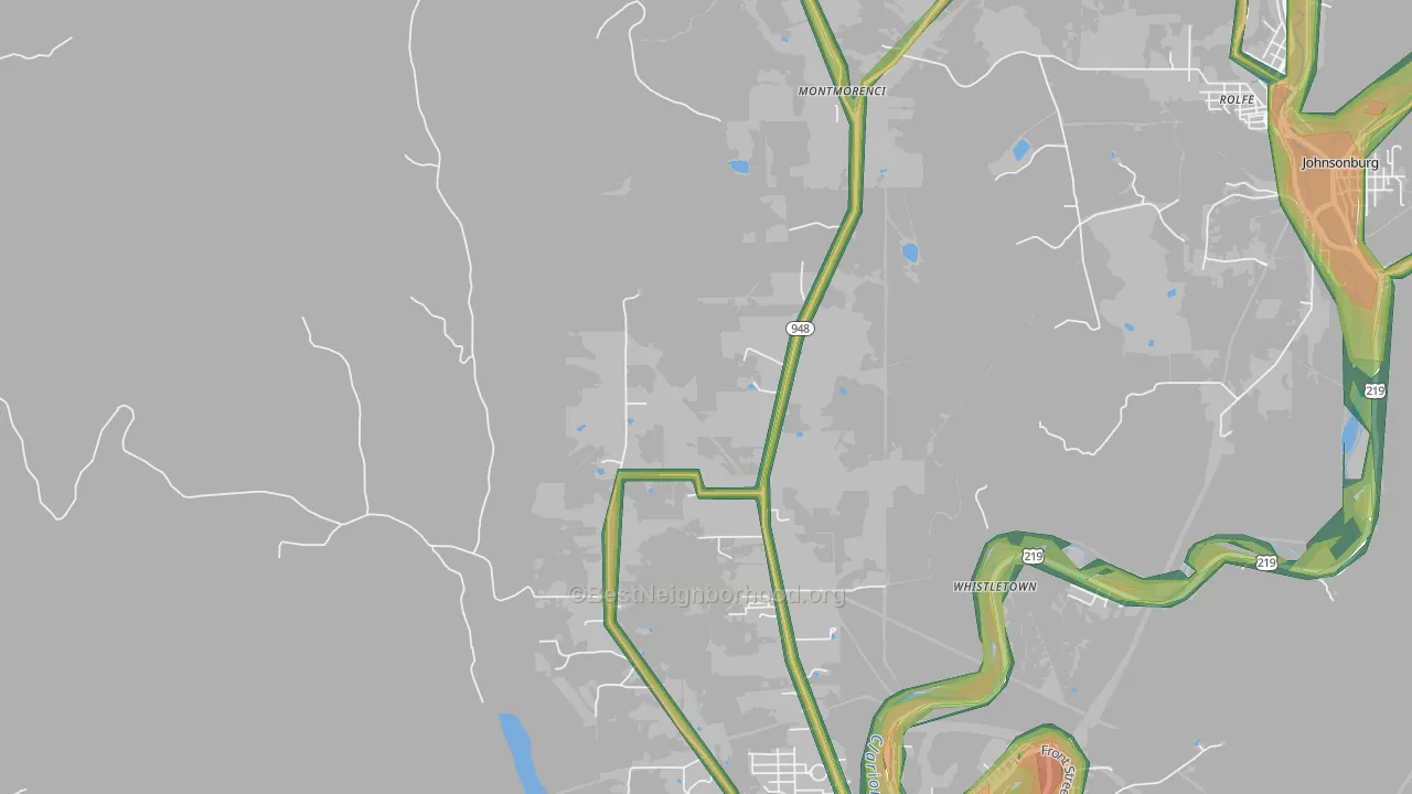 Montmorenci, PA Map of Noise Levels in Montmorenci