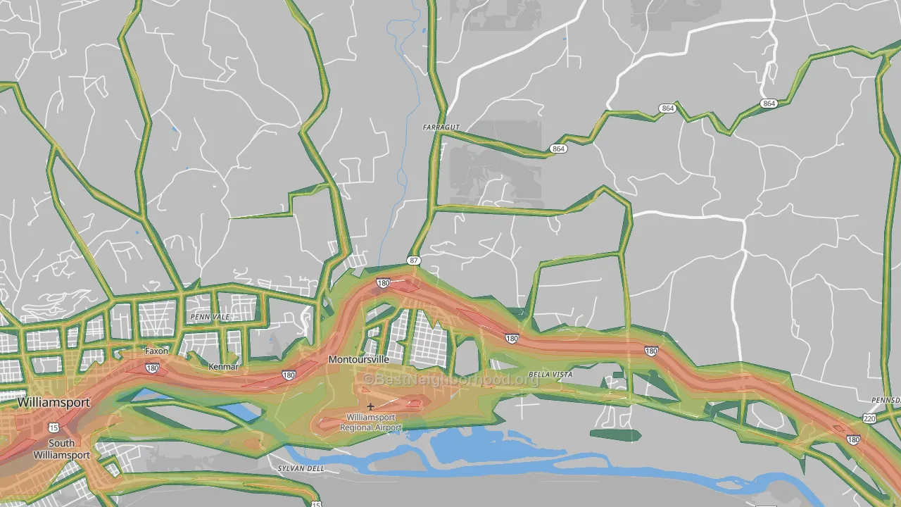 Montoursville, PA Map of Noise Levels in Montoursville