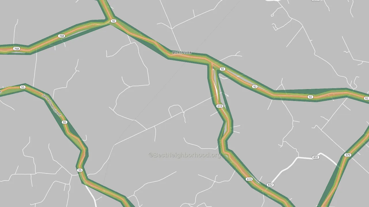 Montpelier, KY Map of Noise Levels in Montpelier