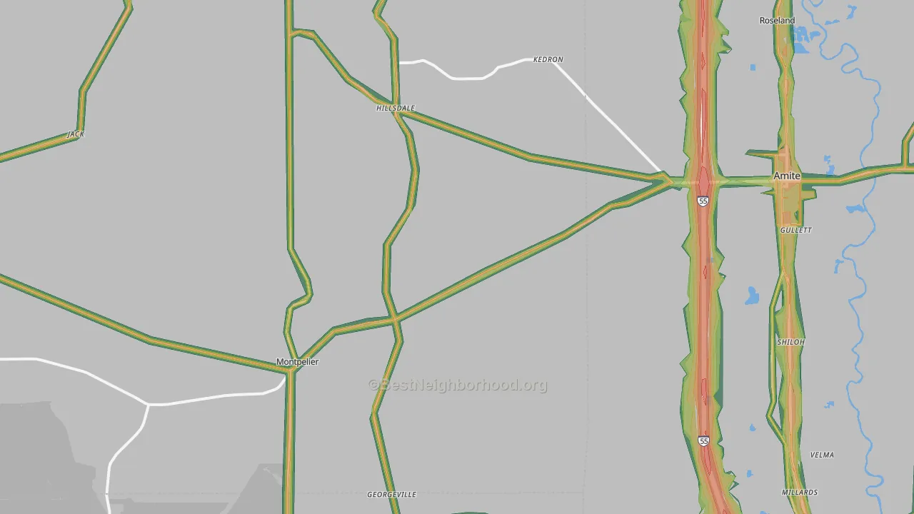 Montpelier, LA Map of Noise Levels in Montpelier