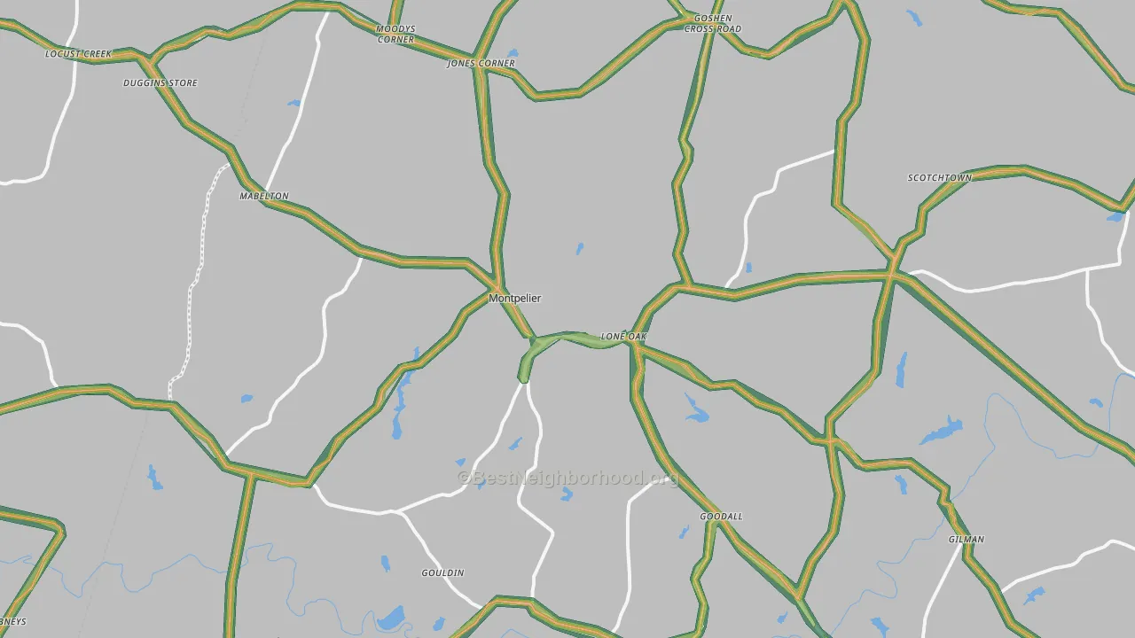 Montpelier, VA Map of Noise Levels in Montpelier