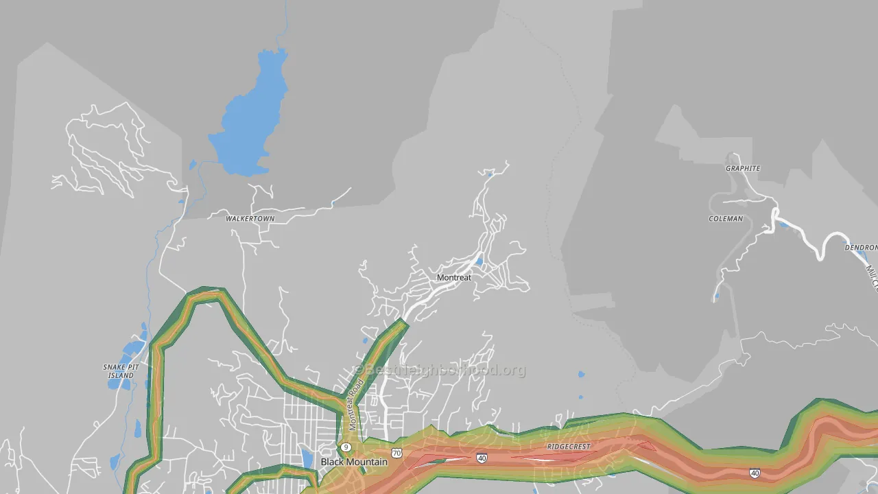 Montreat, NC Map of Noise Levels in Montreat