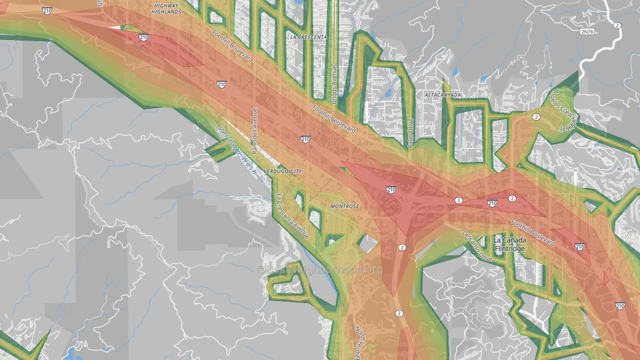 Montrose, CA Map of Noise Levels in Montrose
