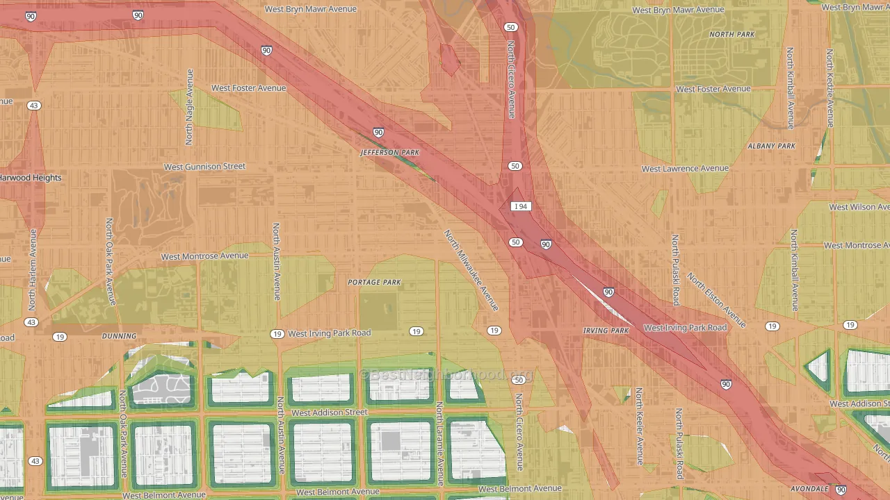 Montrose, Chicago, IL Map of Noise Levels in Montrose