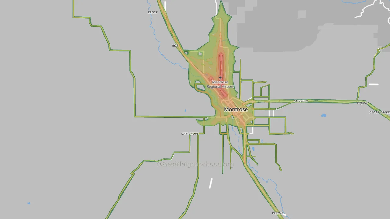 Montrose County, CO Map of Noise Levels in Montrose County