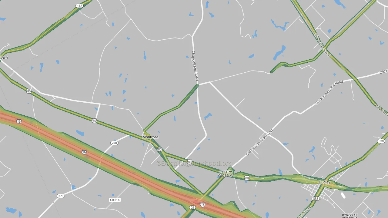 Montrose, GA Map of Noise Levels in Montrose