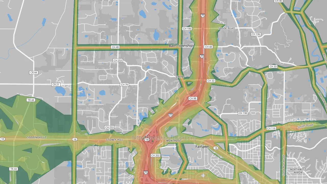 Montrose-Ghent, OH Map of Noise Levels in Montrose-Ghent