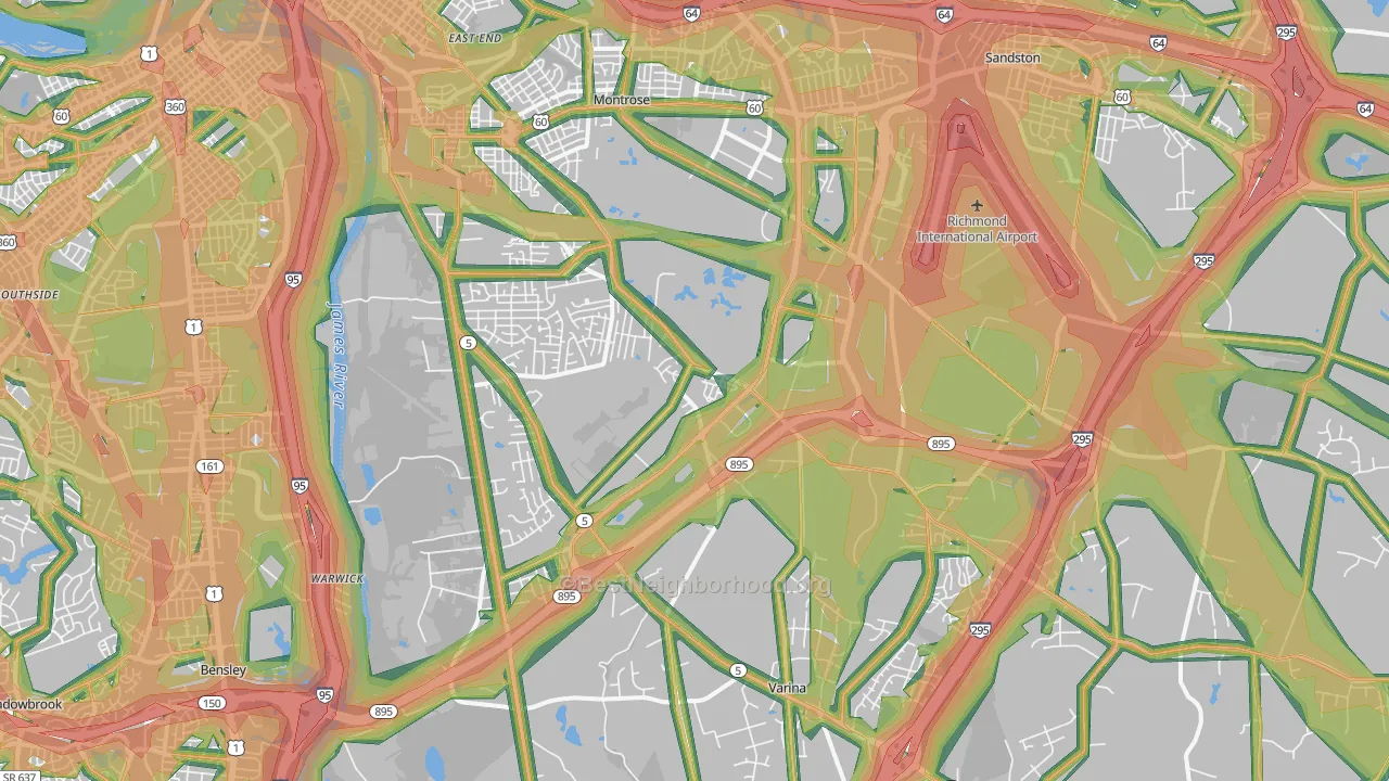 Montrose Heights, VA Map of Noise Levels in Montrose Heights