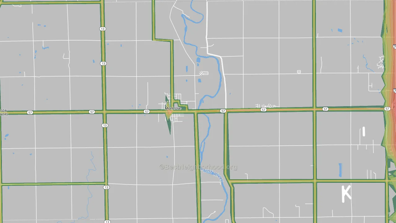 Montrose, MI Map of Noise Levels in Montrose