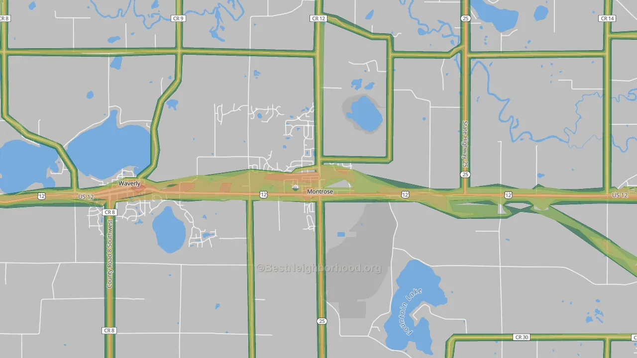 Montrose, MN Map of Noise Levels in Montrose