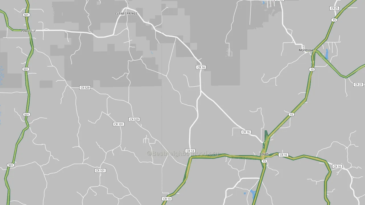 Montrose, MS Map of Noise Levels in Montrose