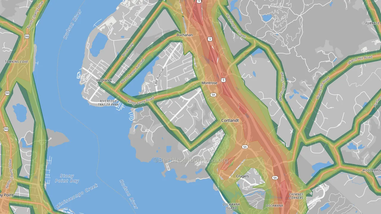 Montrose, NY Map of Noise Levels in Montrose